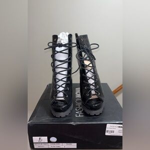 Fashion Nova Black Lace Up Boots